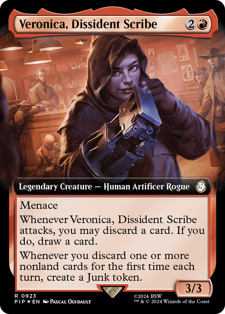 Veronica, Dissident Scribe (Extended Art) (Surge Foil) [Fallout] | Jomio and Rueliete's Cards and Comics