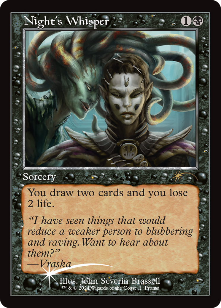 Night's Whisper (Retro Frame) (Open House) [Wizards Play Network 2024] | Jomio and Rueliete's Cards and Comics