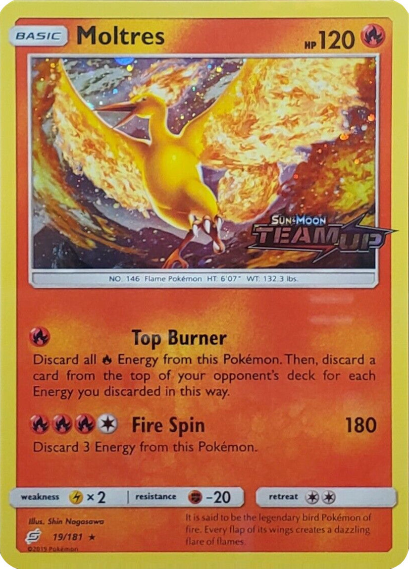 Moltres (19/181) (Stamped) [Sun & Moon: Team Up] | Jomio and Rueliete's Cards and Comics