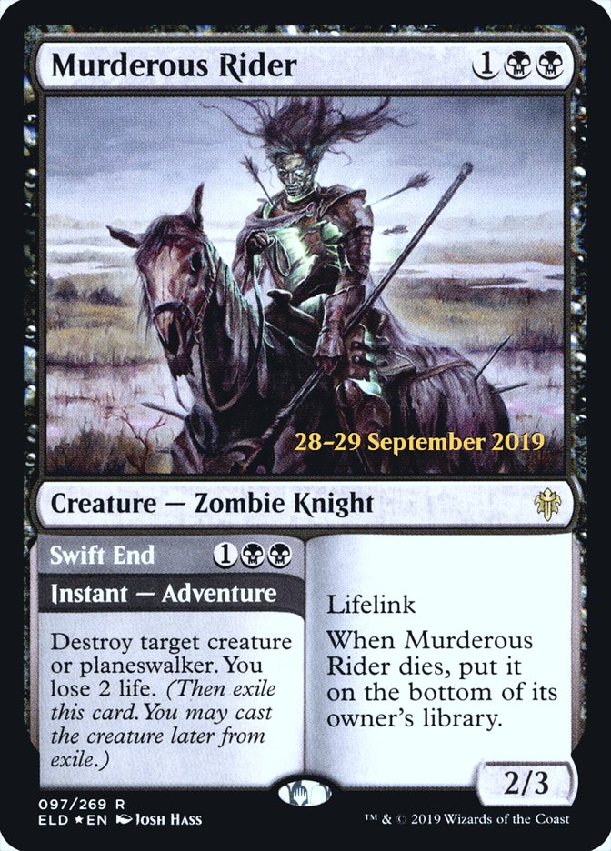 Murderous Rider // Swift End [Throne of Eldraine Prerelease Promos] | Jomio and Rueliete's Cards and Comics