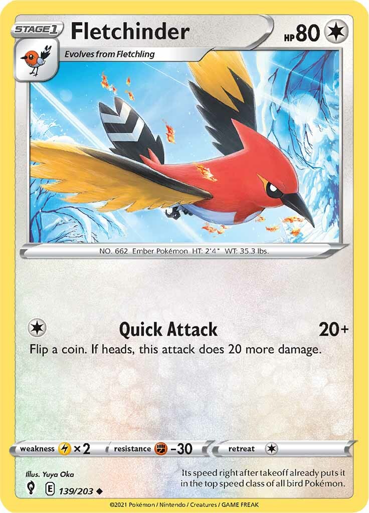 Fletchinder (139/203) [Sword & Shield: Evolving Skies] | Jomio and Rueliete's Cards and Comics