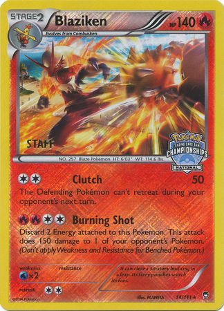 Blaziken (14/111) (Staff National Championship Promo) [XY: Furious Fists] | Jomio and Rueliete's Cards and Comics