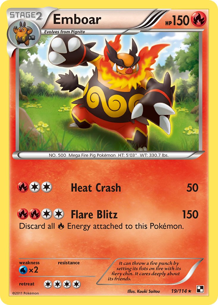 Emboar (19/114) (Cracked Ice Holo) (Theme Deck Exclusive) [Black & White: Base Set] | Jomio and Rueliete's Cards and Comics