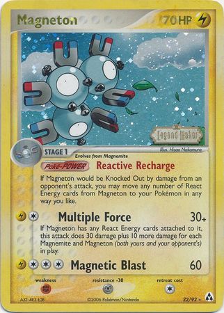 Magneton (22/92) (Stamped) [EX: Legend Maker] | Jomio and Rueliete's Cards and Comics