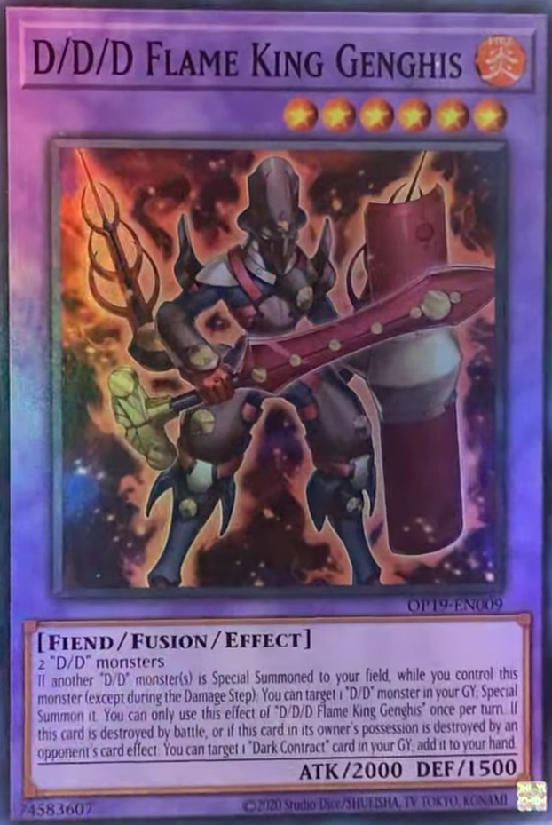 D/D/D Flame King Genghis [OP19-EN009] Super Rare | Jomio and Rueliete's Cards and Comics