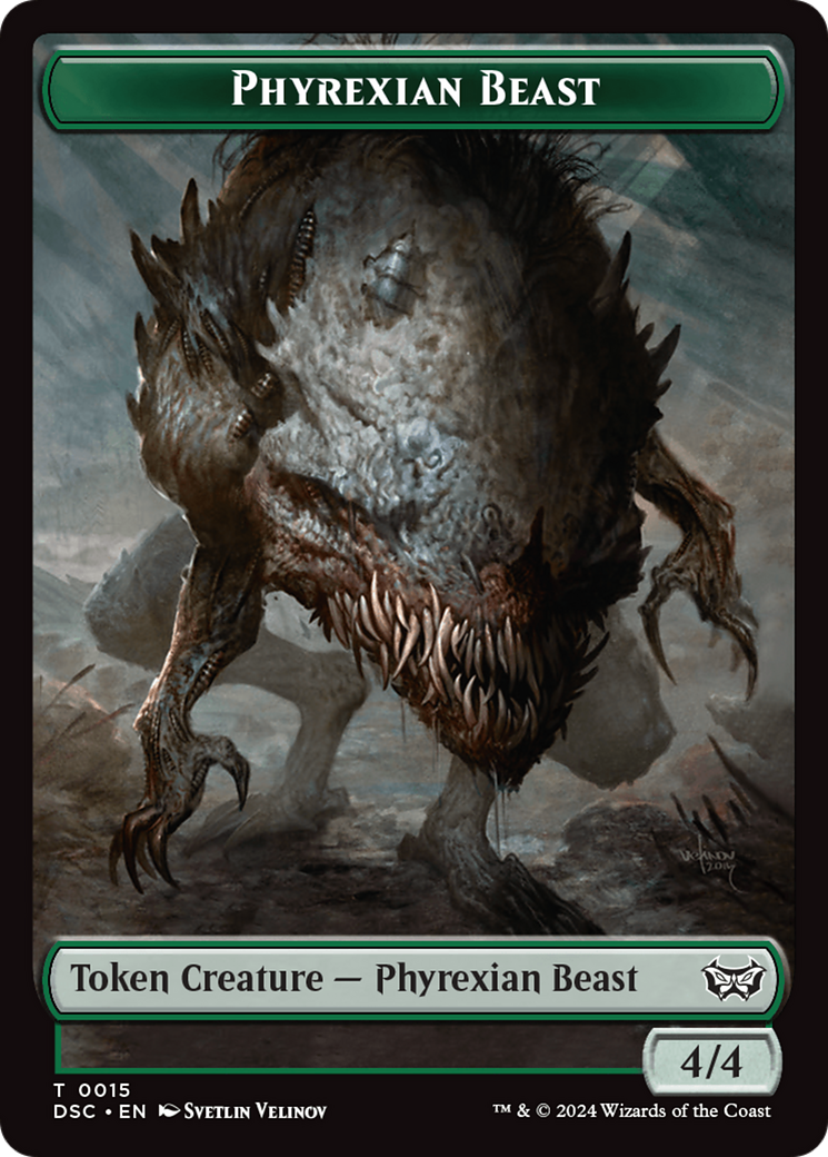 Phyrexian Beast //Manifest Double-Sided Token [Duskmourn: House of Horror Commander Tokens] | Jomio and Rueliete's Cards and Comics