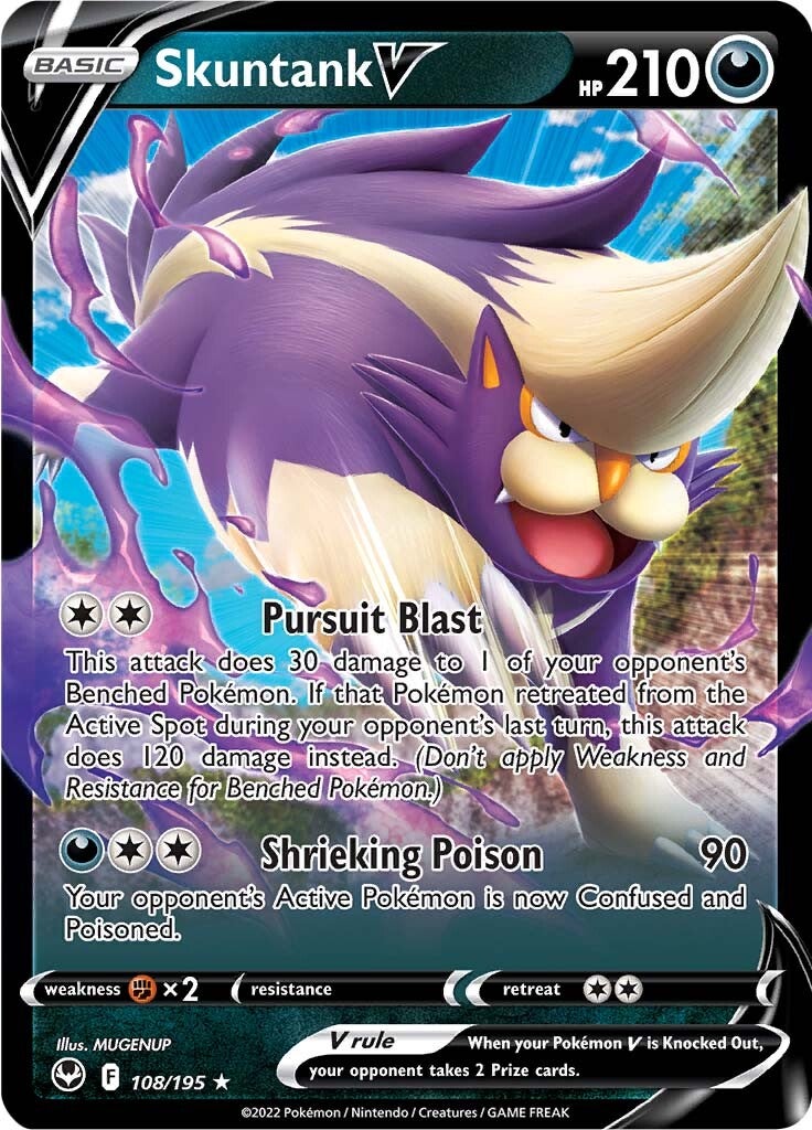 Skuntank V (108/195) [Sword & Shield: Silver Tempest] | Jomio and Rueliete's Cards and Comics