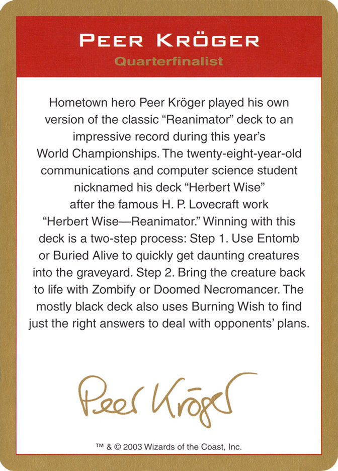 Peer Kroger Bio [World Championship Decks 2003] | Jomio and Rueliete's Cards and Comics