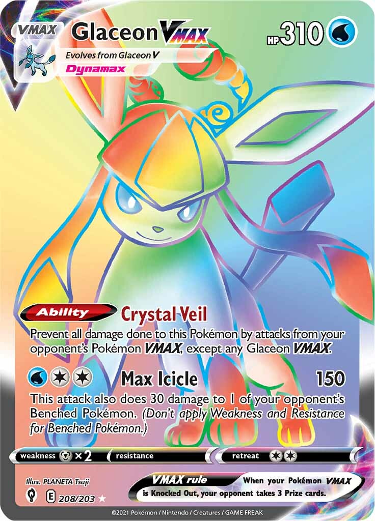 Glaceon VMAX (208/203) [Sword & Shield: Evolving Skies] | Jomio and Rueliete's Cards and Comics