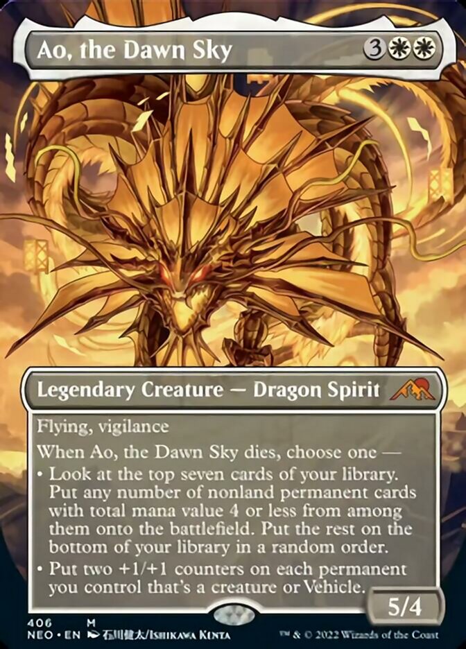 Ao, the Dawn Sky (Borderless Alternate Art) [Kamigawa: Neon Dynasty] | Jomio and Rueliete's Cards and Comics