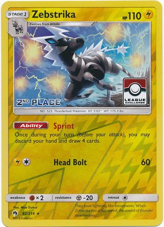 Zebstrika (82/214) (League Promo 2nd Place) [Sun & Moon: Lost Thunder] | Jomio and Rueliete's Cards and Comics