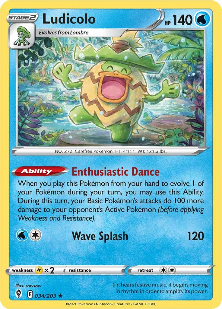 Ludicolo (034/203) [Sword & Shield: Evolving Skies] | Jomio and Rueliete's Cards and Comics