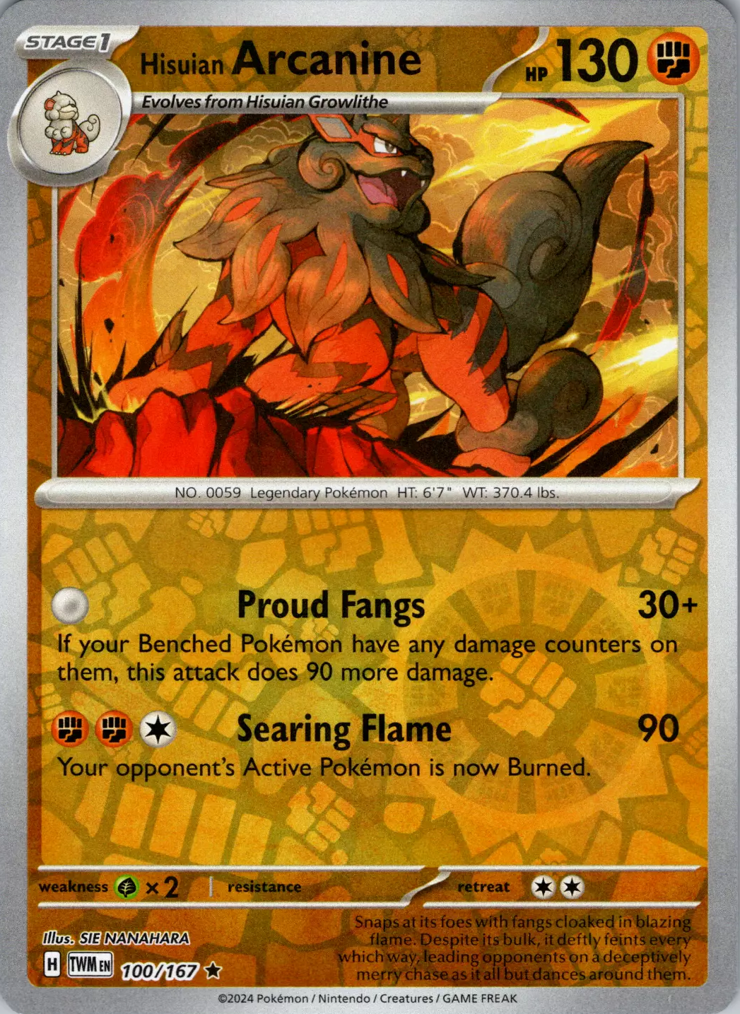 Hisuian Arcanine (100/167) [Scarlet & Violet: Twilight Masquerade] | Jomio and Rueliete's Cards and Comics