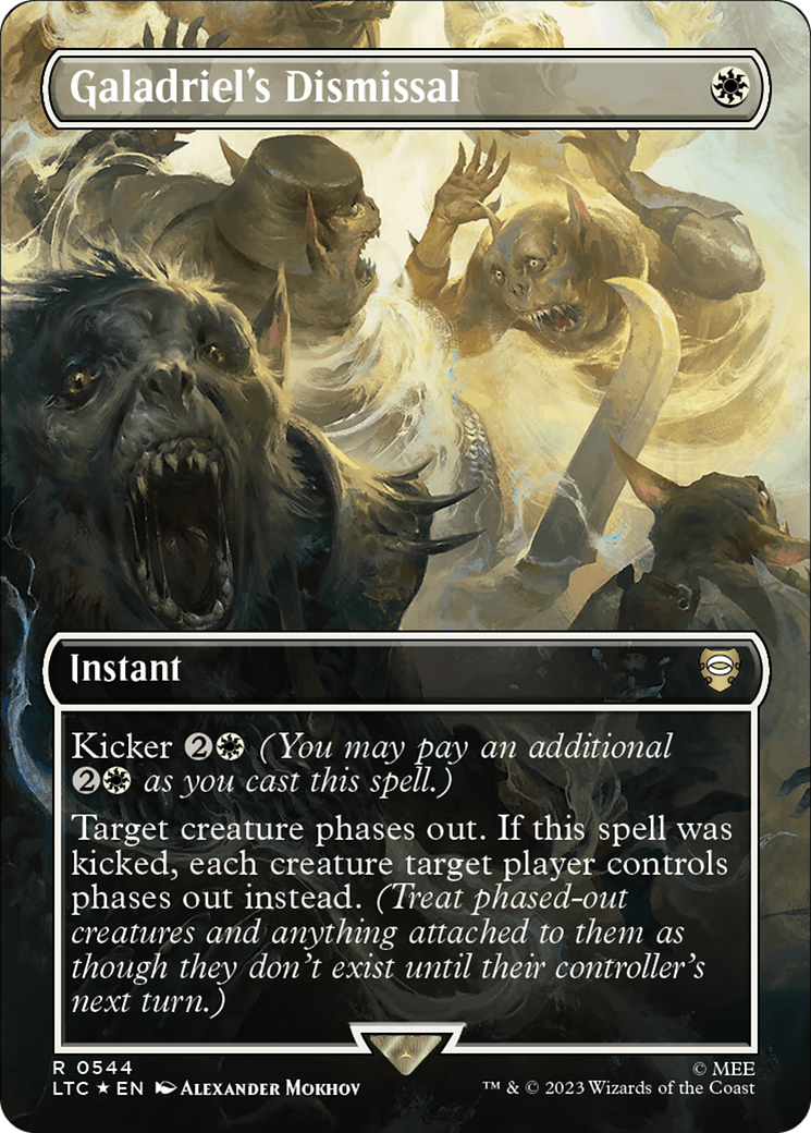 Galadriel's Dismissal (Borderless) (Surge Foil) [The Lord of the Rings: Tales of Middle-Earth Commander] | Jomio and Rueliete's Cards and Comics