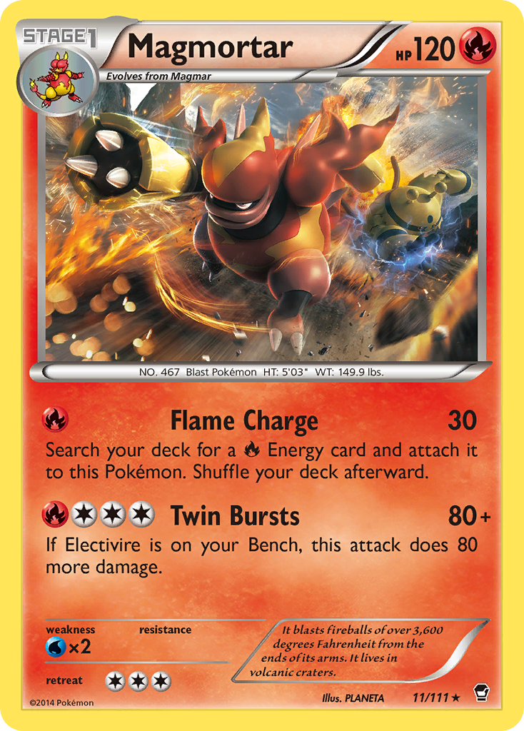 Magmortar (11/111) [XY: Furious Fists] | Jomio and Rueliete's Cards and Comics