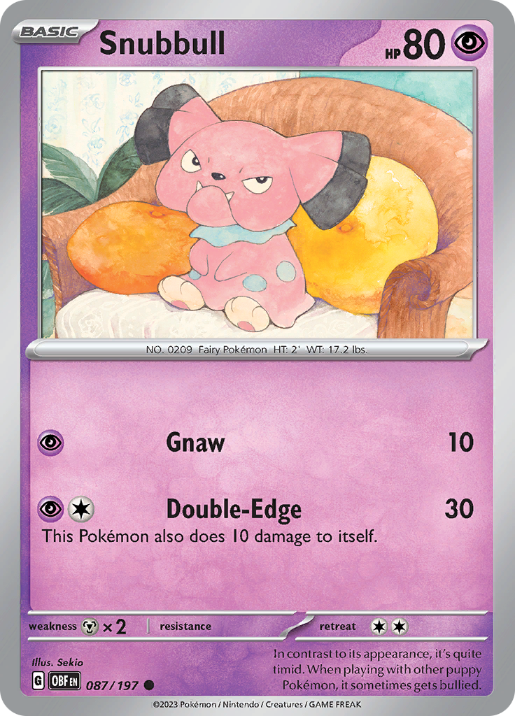 Snubbull (087/197) [Scarlet & Violet: Obsidian Flames] | Jomio and Rueliete's Cards and Comics