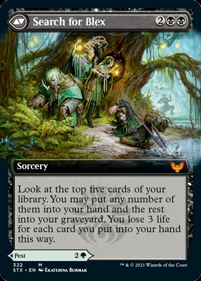 Blex, Vexing Pest // Search for Blex (Extended Art) [Strixhaven: School of Mages] | Jomio and Rueliete's Cards and Comics
