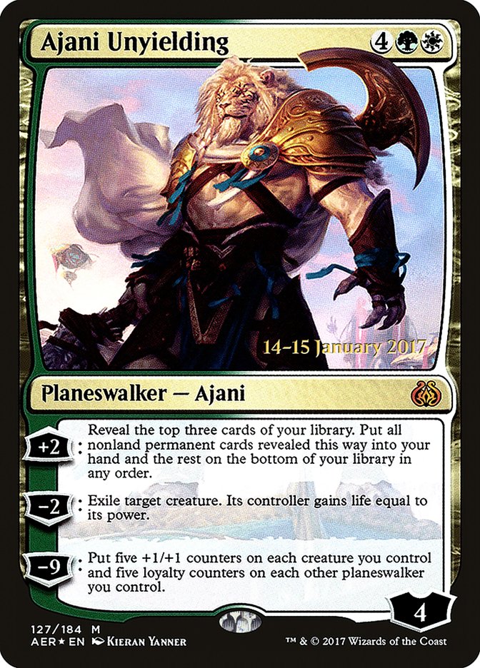 Ajani Unyielding [Aether Revolt Prerelease Promos] | Jomio and Rueliete's Cards and Comics
