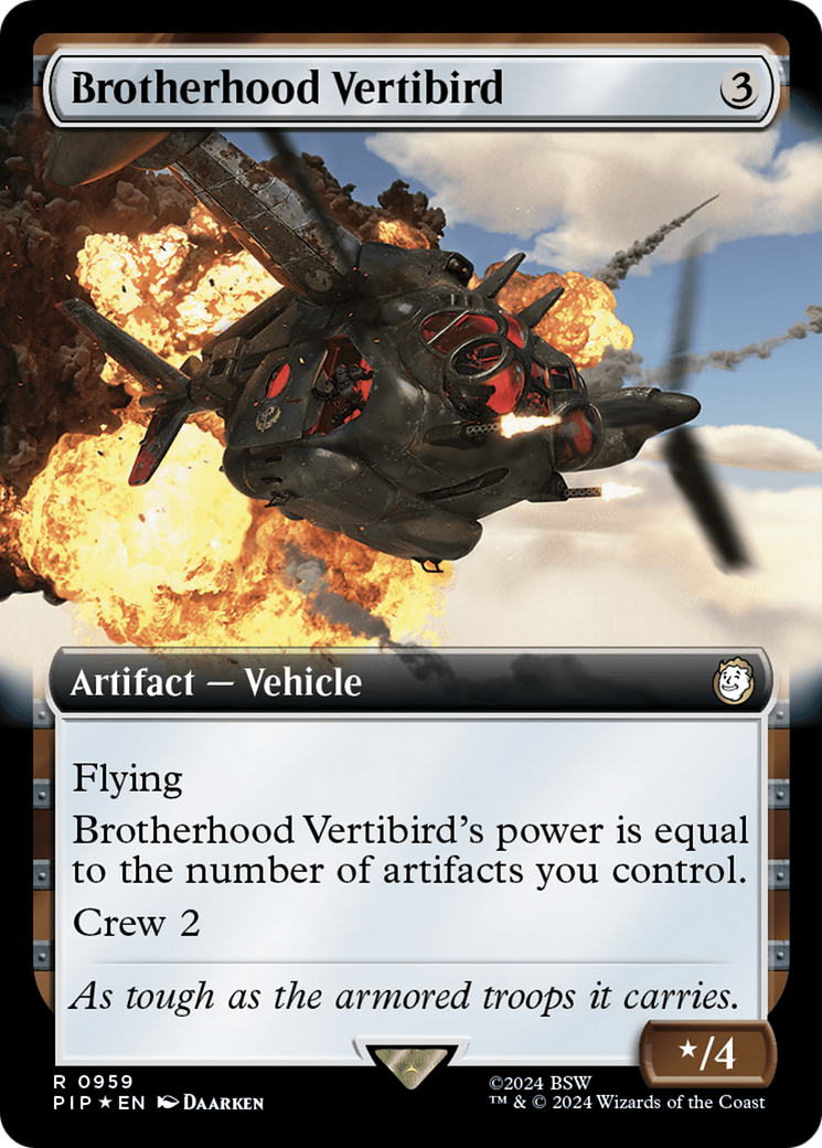 Brotherhood Vertibird (Extended Art) (Surge Foil) [Fallout] | Jomio and Rueliete's Cards and Comics