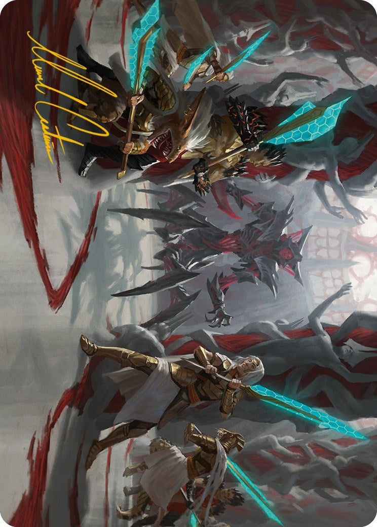 Goldwardens' Gambit Art Card (Gold-Stamped Signature) [Phyrexia: All Will Be One Art Series] | Jomio and Rueliete's Cards and Comics