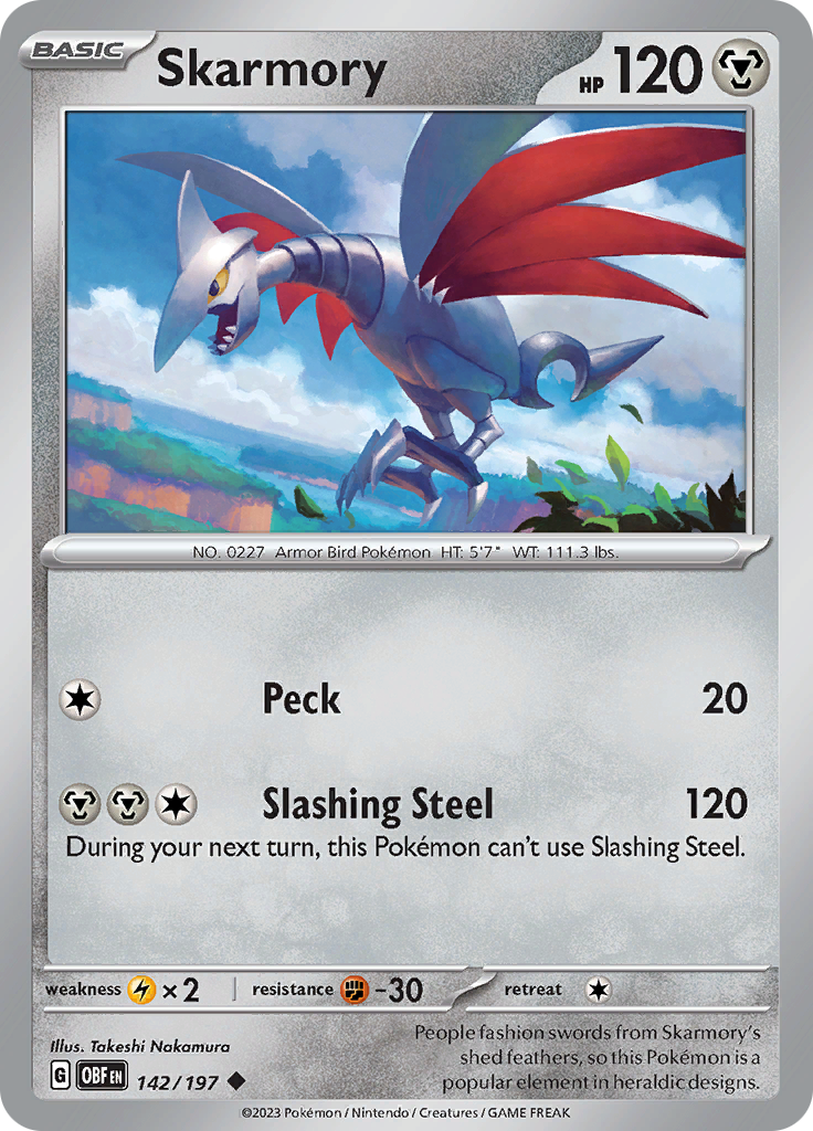 Skarmory (142/197) [Scarlet & Violet: Obsidian Flames] | Jomio and Rueliete's Cards and Comics