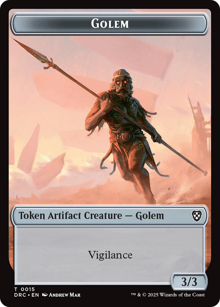 Golem (0015) // Thopter (0009) Double-Sided Token [Aetherdrift Commander Tokens] | Jomio and Rueliete's Cards and Comics