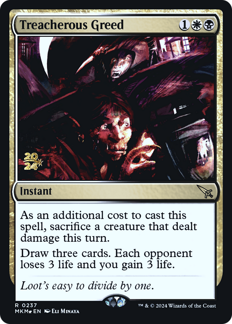 Treacherous Greed [Murders at Karlov Manor Prerelease Promos] | Jomio and Rueliete's Cards and Comics