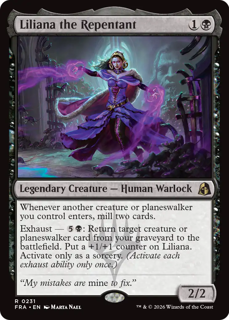 Liliana the Repentant [Reality Fracture] | Jomio and Rueliete's Cards and Comics