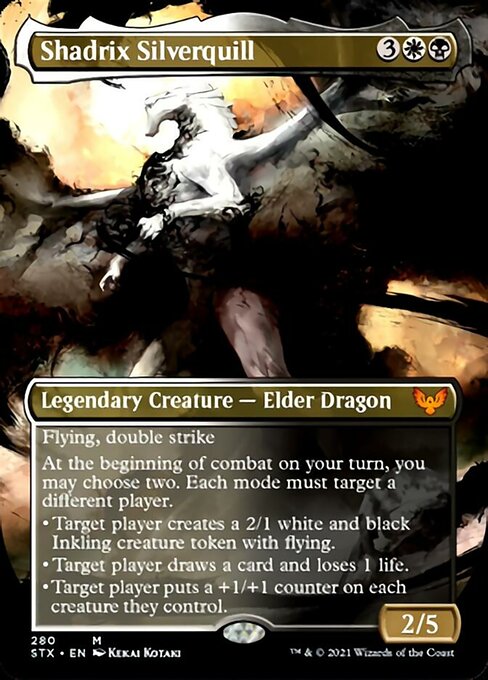 Shadrix Silverquill (Borderless Alternate Art) [Strixhaven: School of Mages] | Jomio and Rueliete's Cards and Comics