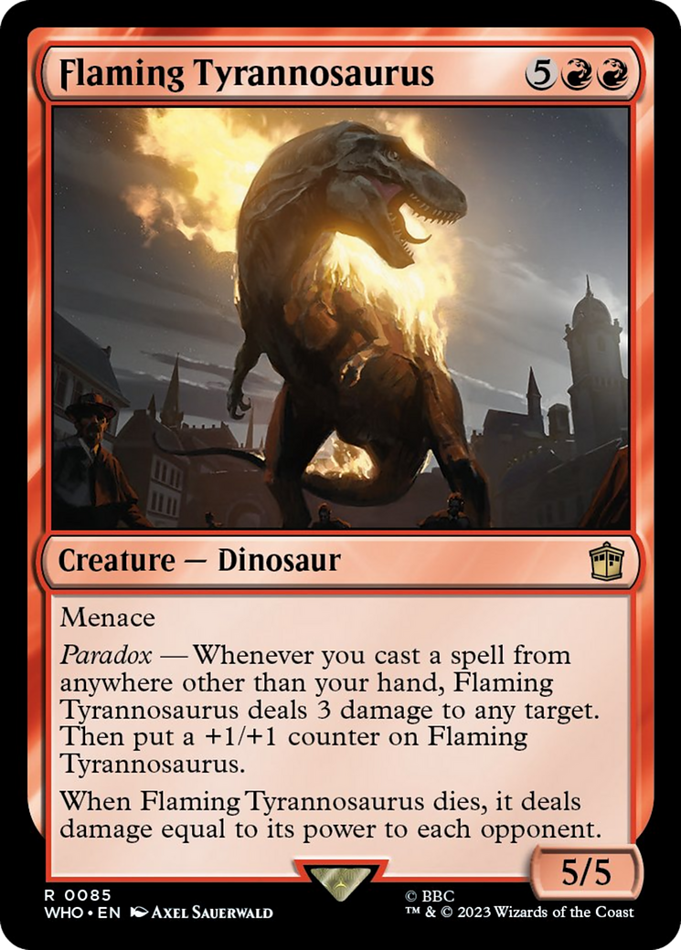 Flaming Tyrannosaurus [Doctor Who] | Jomio and Rueliete's Cards and Comics