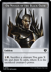 Clue // Ob Nixilis of the Black Oath Emblem Double-Sided Token [Commander Masters Tokens] | Jomio and Rueliete's Cards and Comics
