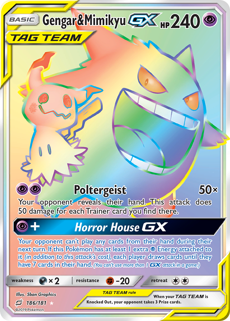Gengar & Mimikyu GX (186/181) [Sun & Moon: Team Up] | Jomio and Rueliete's Cards and Comics