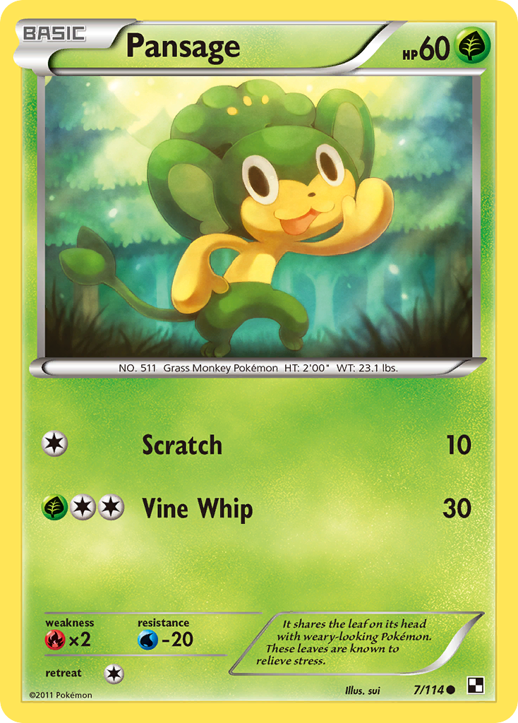 Pansage (7/114) [Black & White: Base Set] | Jomio and Rueliete's Cards and Comics