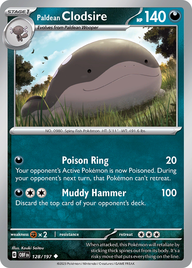 Paldean Clodsire (128/197) [Scarlet & Violet: Obsidian Flames] | Jomio and Rueliete's Cards and Comics