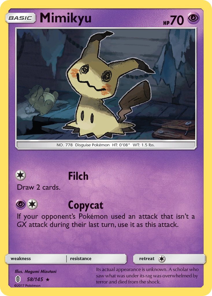 Mimikyu (58/145) (Theme Deck Exclusive) [Sun & Moon: Guardians Rising] | Jomio and Rueliete's Cards and Comics