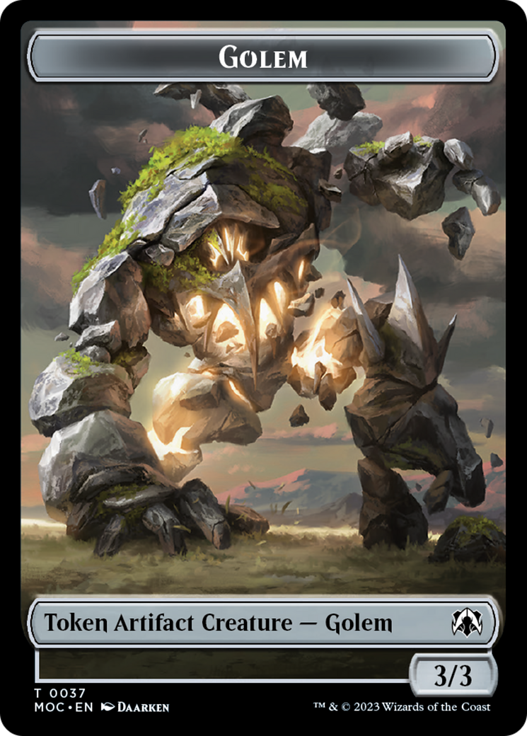Golem // Blood Double-Sided Token [March of the Machine Commander Tokens] | Jomio and Rueliete's Cards and Comics