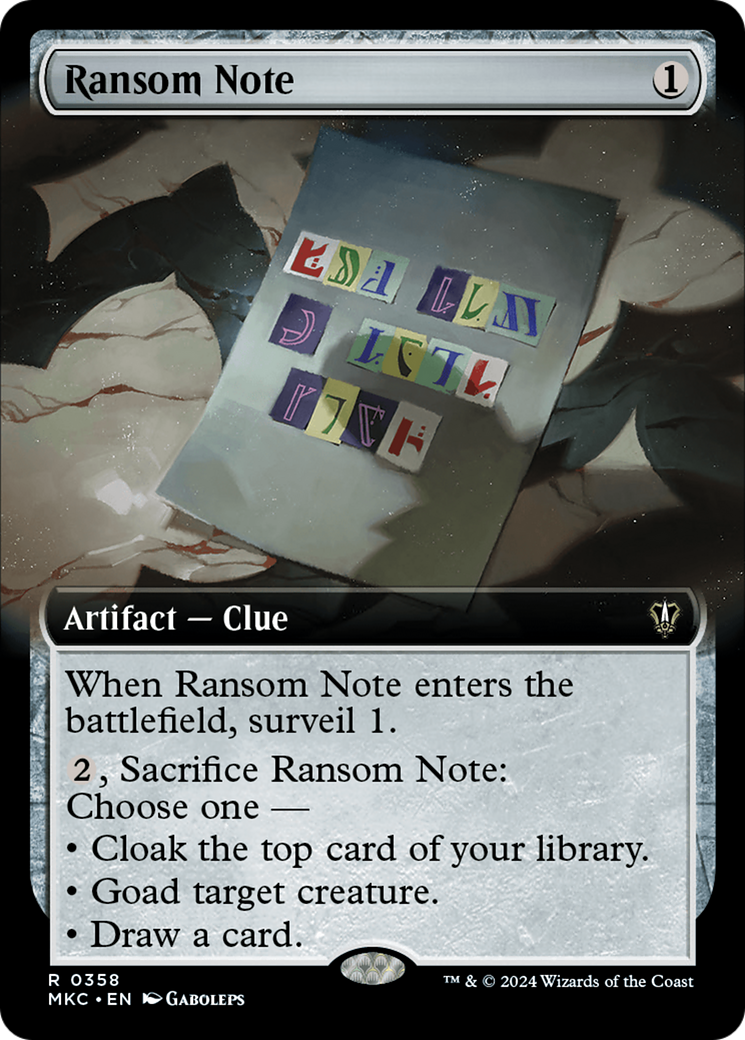 Ransom Note (0358) (Extended Art) [Murders at Karlov Manor Commander] | Jomio and Rueliete's Cards and Comics