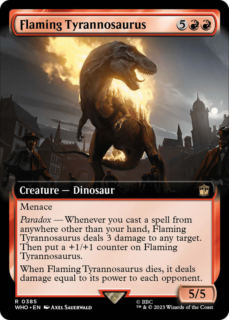 Flaming Tyrannosaurus (Extended Art) [Doctor Who] | Jomio and Rueliete's Cards and Comics