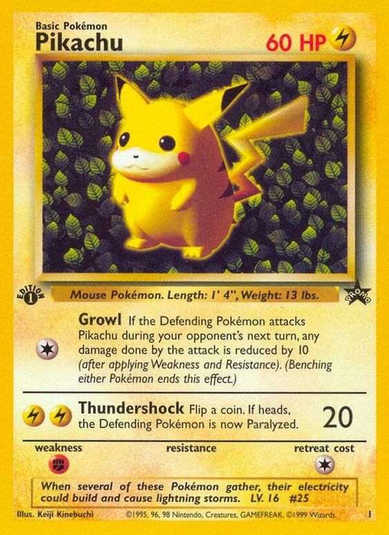 Pikachu (1) (1st Edition Misprint Promo) [Wizards of the Coast: Black Star Promos] | Jomio and Rueliete's Cards and Comics