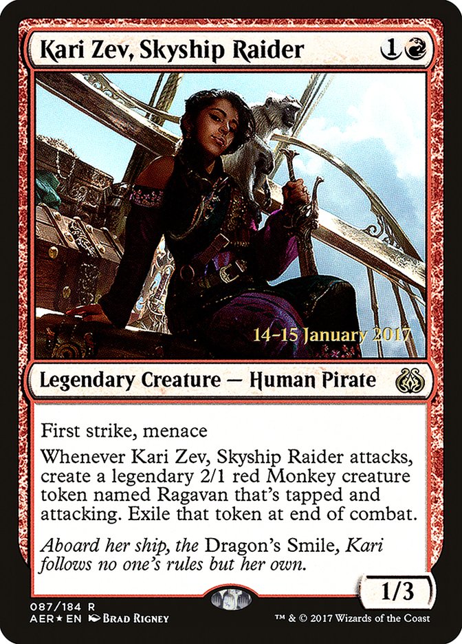 Kari Zev, Skyship Raider [Aether Revolt Prerelease Promos] | Jomio and Rueliete's Cards and Comics