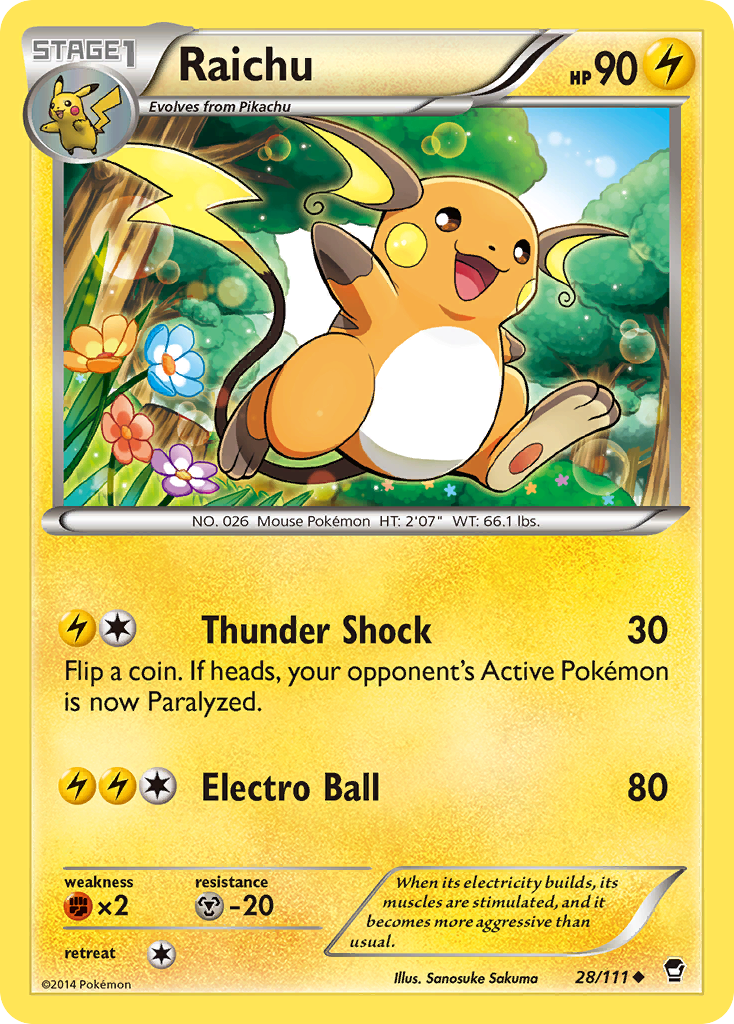 Raichu (28/111) [XY: Furious Fists] | Jomio and Rueliete's Cards and Comics