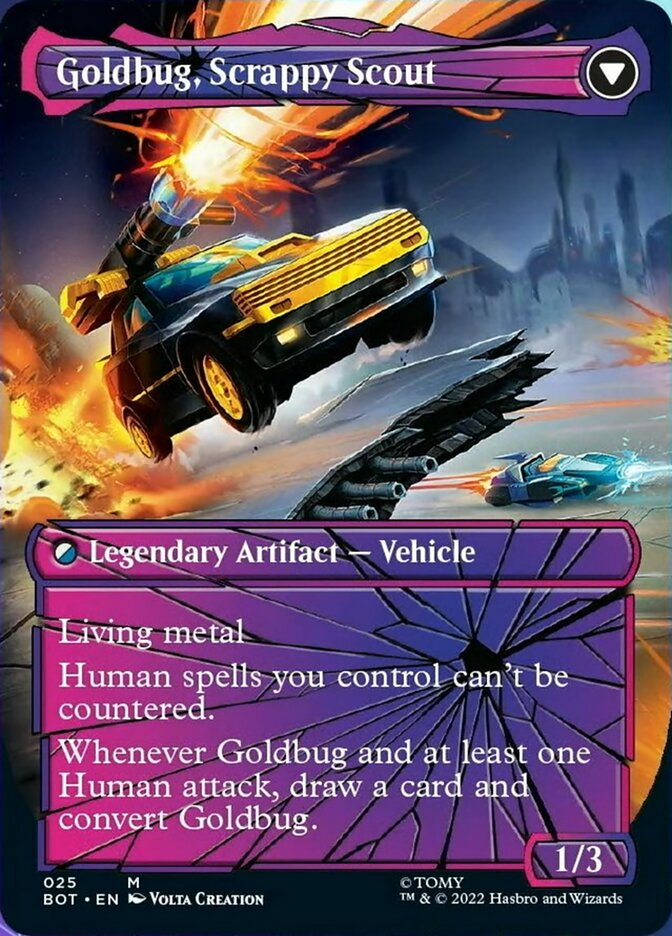 Goldbug, Humanity's Ally // Goldbug, Scrappy Scout (Shattered Glass) [Transformers] | Jomio and Rueliete's Cards and Comics