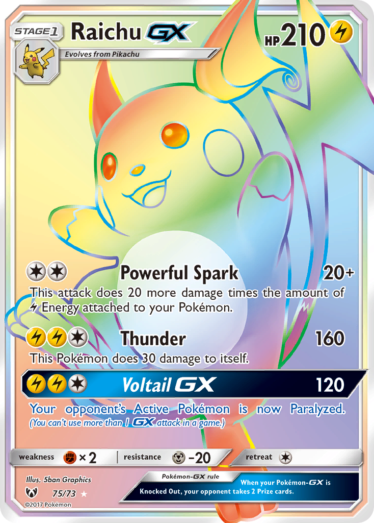 Raichu GX (75/73) [Sun & Moon: Shining Legends] | Jomio and Rueliete's Cards and Comics
