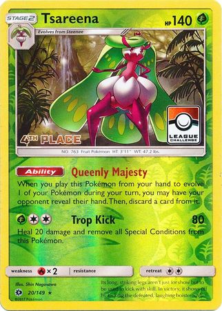 Tsareena (20/149) (League 4th Place) [Sun & Moon: Base Set] | Jomio and Rueliete's Cards and Comics