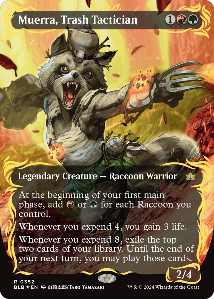Muerra, Trash Tactician (Borderless) (Raised Foil) [Bloomburrow] | Jomio and Rueliete's Cards and Comics