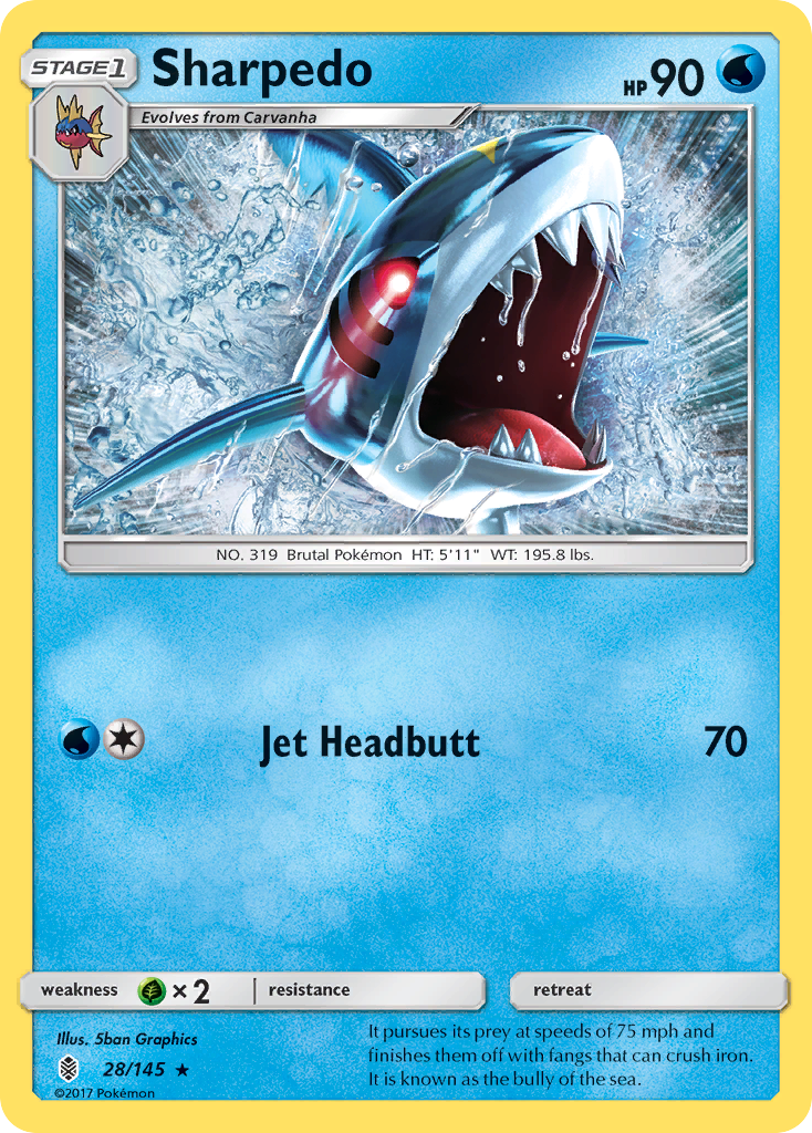 Sharpedo (28/145) [Sun & Moon: Guardians Rising] | Jomio and Rueliete's Cards and Comics