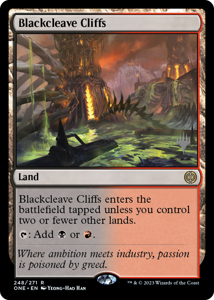 Blackcleave Cliffs (Promo Pack) [Phyrexia: All Will Be One Promos] | Jomio and Rueliete's Cards and Comics