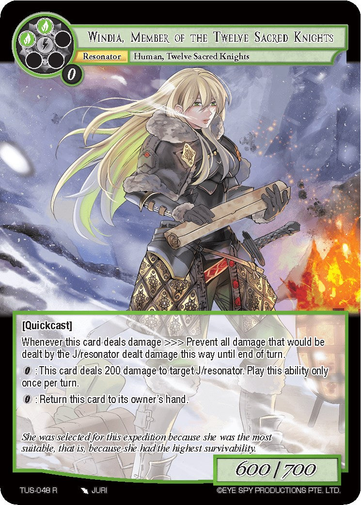 Windia, Member of the Twelve Sacred Knights (TUS-048 R) [The Underworld of Secrets] | Jomio and Rueliete's Cards and Comics