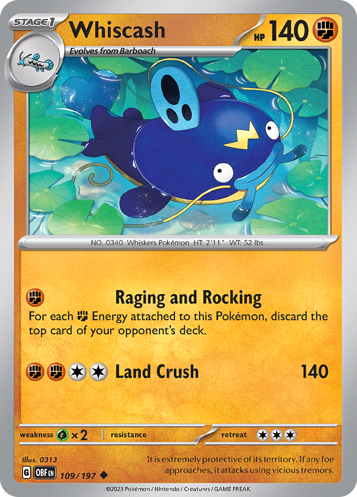 Whiscash (109/197) [Scarlet & Violet: Obsidian Flames] | Jomio and Rueliete's Cards and Comics