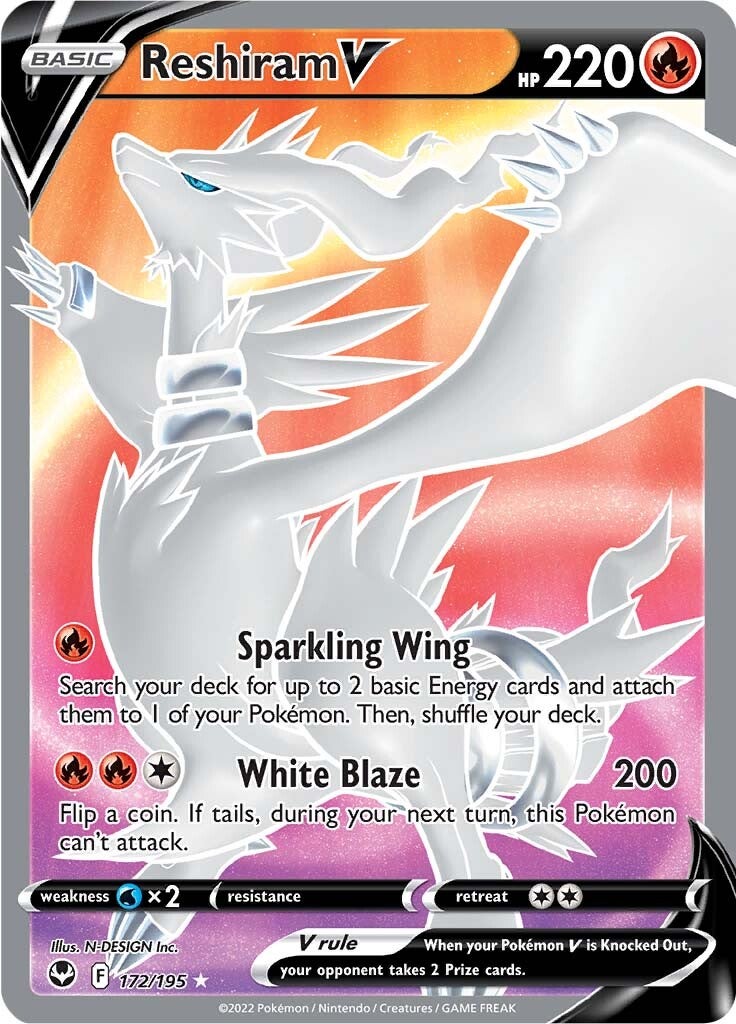Reshiram V (172/195) [Sword & Shield: Silver Tempest] | Jomio and Rueliete's Cards and Comics